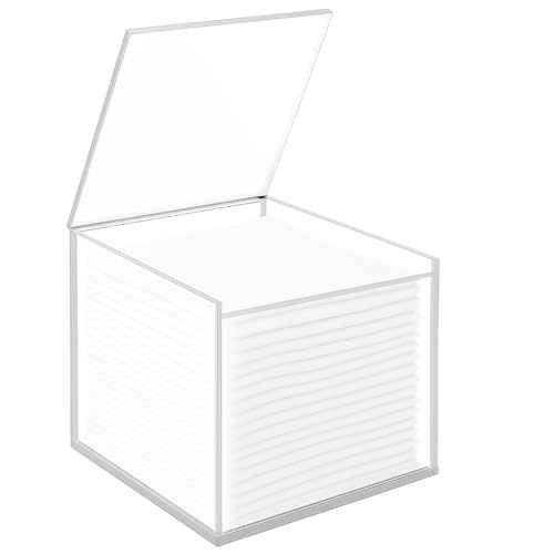 Disposable Face Towel Holder Storage Box with 50 Count Face Towel, Clear Acrylic Box Container Compatible With Clean Skin Club Clean Towel XL, Makeup Organizer With Flip Lid