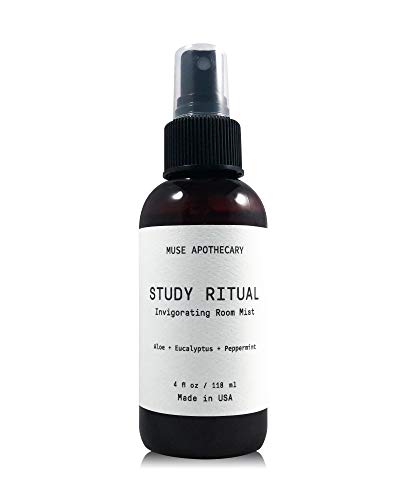 Muse Bath Apothecary Study Ritual - Aromatic and Invigorating Room Mist, 4 oz, Infused with Natural Essential Oils - Aloe + Eucalyptus + Peppermint