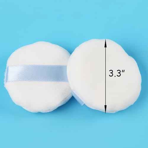 Ultra Soft Powder Puff and Container 3.3" High Density Velvet Dusting Washable Reusable Powder Puff,Body Powder Puff and Glass Jar Holder Loose Powder Box with Puff for Face Makeup(Black)