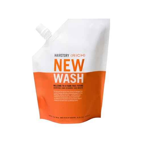 Hairstory New Wash (RICH) Hair Cleanser & Conditioner, 20oz Pouch, Extra Moisturizing, Improves Softness, Natural Ingredients, Protects Color & Eliminates Frizz, Sulfate & Paraben Free
