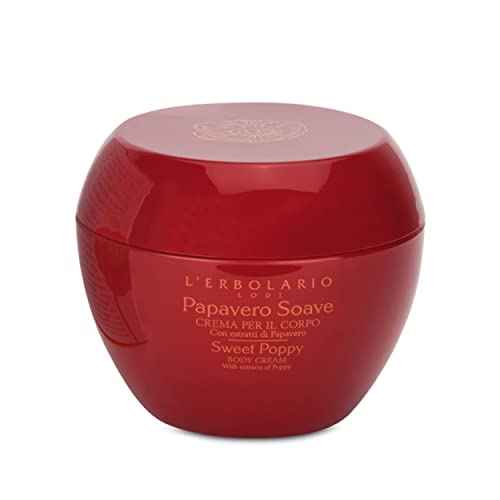 L'Erbolario Body Cream - Moisturizing Body Butter for Dry Skin - Soothing Skin Care With Vitamin E and Floral Amber Fragrance - Sweet Poppy - 6.7 oz