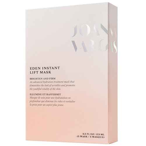 Joanna Vargas Eden Instant Face Lift Facial Mask ? Hydrating Collagen Sheet Mask for Glowing Skin ? Firming Face Mask with Hyaluronic Acid ? Anti Aging Facial Mask for Women ? 5 sheets