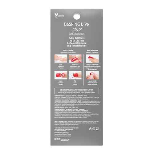 Dashing Diva Gloss - UV Free, Chip Resistant Gel Nail Strips | Contains 32 Wraps, 1 Prep Pad, 1 Nail File