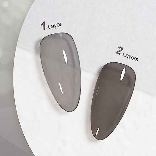 GAOY Jelly Nude Black Gel Nail Polish, 16ml Sheer Neutral Translucent Soak Off Gel Polish, UV Light Cure for Nail Art DIY, 1724 Smoked Glass