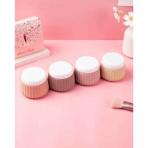 Travel Containers for Toiletries 4 Pack, TSA Approved Travel Size Toiletries, Travel Size Containers, With Clear Bag Leak Proof Silicone Jars, Travel Essentials Creams Jars Carrying Small Items