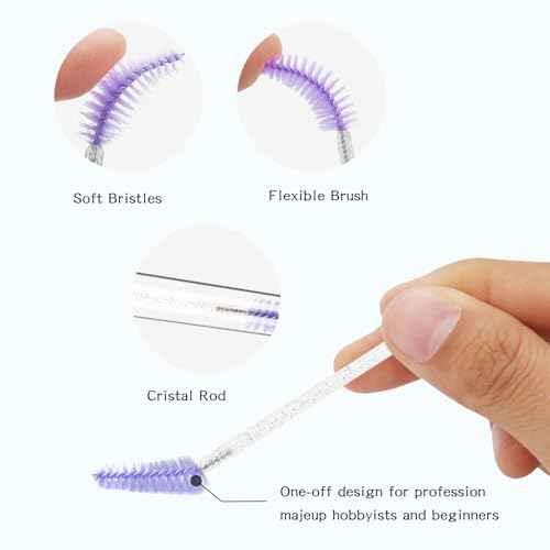 48 Pieces Disposable Mascara Wands Set,Include 24 pcs Disposable Crystal Lash Spoolies Brush and 24 Pieces Reusable Diamond keychain Empty Eyelash Brush Tubes for Women Girls Makeup Brush Kit