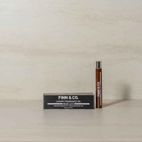 FINN & CO. Black Sand Rollerball Fragrance Oil - Long Lasting Unisex Scent with Beachy Notes - Compact & Spill Proof Rollerball Perfume - Travel Size Perfume for Women & Men | 0.34 oz