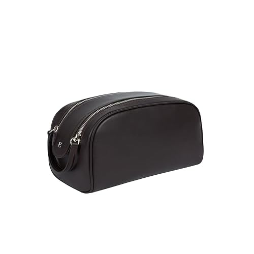 Full-Grain Leather Toiletry Bag for Men & Women | Travel Dopp Kit & Makeup Organizer | LWG Gold-Rated Certified | Durable Zip Closure, Carry Handle | Gift & Daily Use, Brown