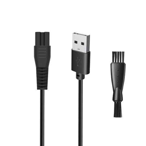 5V USB Charger Cord Compatible with Brightup FK-8688T/FK-8788T Beard Trimmer for Man Grooming Kit, with 1 Cleaning Brush, 3.3ft Power Cord