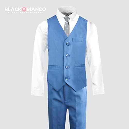 Black n Bianco Boys Slim Fit Suit Rosefia Style Five Piece Set