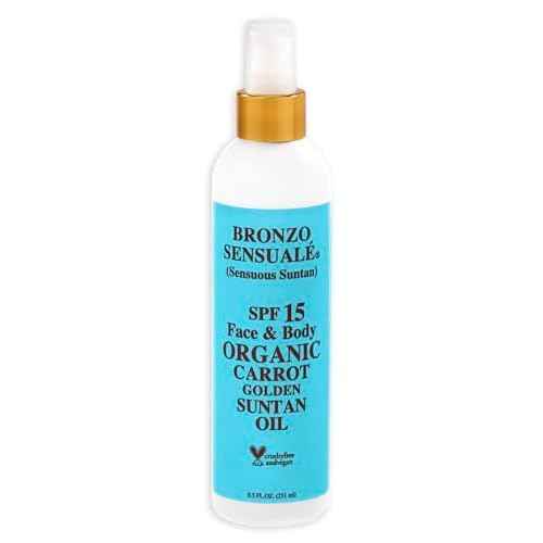 SPF 15 Sunscreen Protective Golden Tanning Organic Carrot Oil 8.5 Ounces