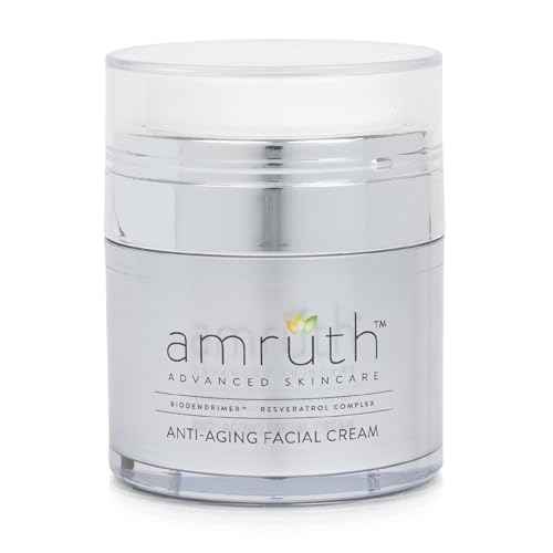 Amruth Resveratrol Daily Anti-Aging Facial Cream, 1oz Jar with Pump, Lightweight, Firms and Nourishes Skin, Smooths Appearance of Fine Lines and Wrinkles