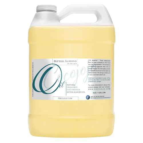 cocojojo Pure Bitter Almond Oil - Unrefined, Cold Pressed, Extra Virgin, All Natural - Perfect for Hair, Face, Skin, Nails (1 Gallon)