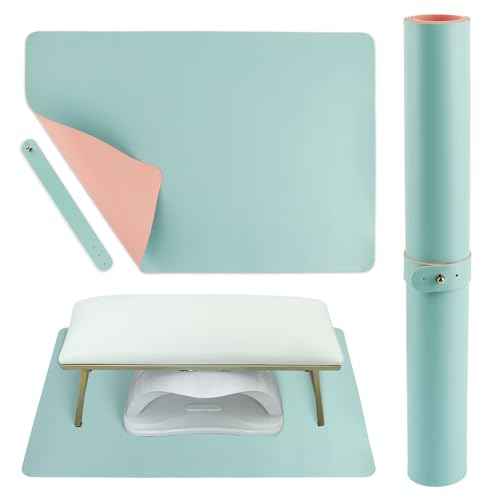 Foldable Nail Mat, Waterproof Manicure Pad 23.62x15.75 Inch | Perfect for Manicure at Home or Salon | Easy to Clean, Portable Design (Pink+Blue)