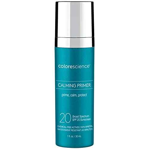 Colorescience Calming Perfector Face Primer, Water Resistant Mineral Sunscreen, Broad Spectrum 20 SPF UV Skin Protection, 1 Fl oz