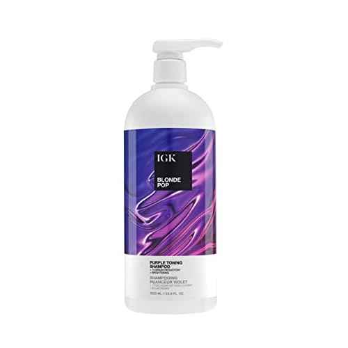 IGK BLONDE POP Purple Toning Shampoo Liter | Brighten + Neutralize Brass | Vegan + Cruelty Free | 33.8 Oz