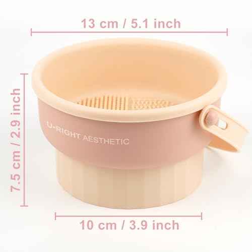 Makeup Brush Cleaner Mat 3 in 1 Silicone Makeup Brush Cleaner Bowl Cosmetic Brushes Cleaning Tool Makeup Cleaner for Brushes (Pink) (Pink)