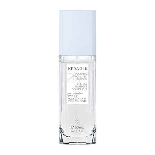 KERASILK Multi-Benefit Hair Oil | Seals Split Ends & Reduces Flyaways | Prevents Future Damage & Adds High Shine | With Heat Protection | For All Hair Types & Textures | 50ml