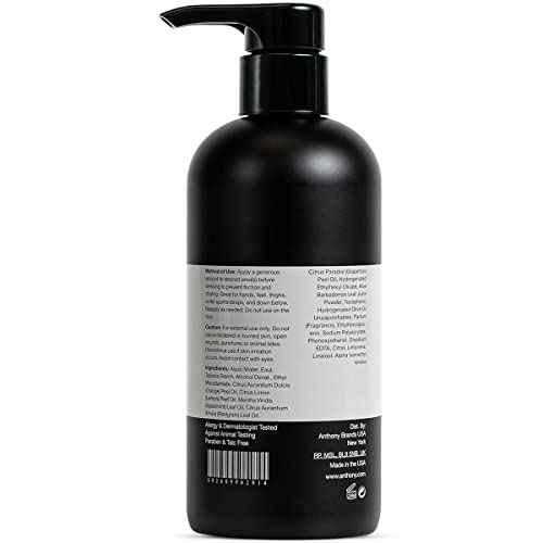 Anthony No Sweat Body Defense Deodorant for Men, Anti-Chafing & Anti-Itch Cream-to-Powder Lotion for Groin, Thighs & Underarms, Talc-Free, Absorbs Moisture, Sweat & Odor Control, 16 fl oz
