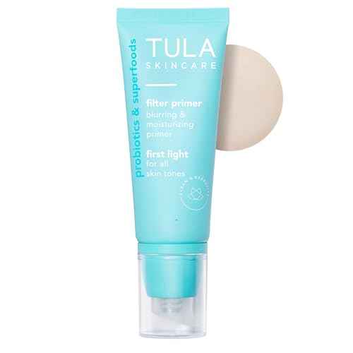 TULA Skin Care Face Filter Blurring and Moisturizing Primer - First Light, Evens the Appearance of Skin Tone & Redness, Hydrates & Improves Makeup Wear