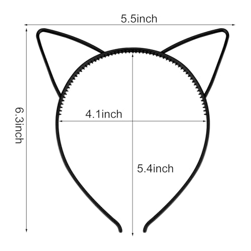 25Pcs Cat Ears Headbands for Women Black Plastic Kitty Hairbands Cat Ear Hair Hoops Halloween Decorations Hair Accessories for Women Favor for Party Costume Daily Wearing