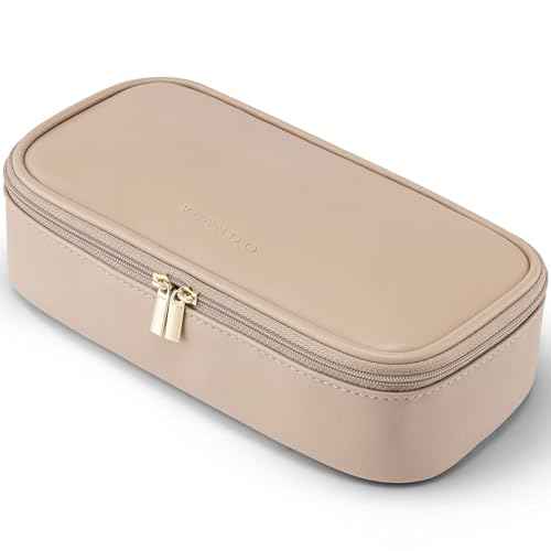 Vlando Travel Makeup Bag,Small Makeup Bag for Women,Gifts for Women Girls, Makeup Pouch Purse Travel Essentials Toiletries-Toffee