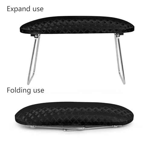 krofaue Nail Arm Rest Cushion, Professional Hand Rest for Nails Tech Black, Microfiber Leather Nail Rest Stand for Acrylic Nails Folding Hand Holder for Nails Pedicure Salon Home Use
