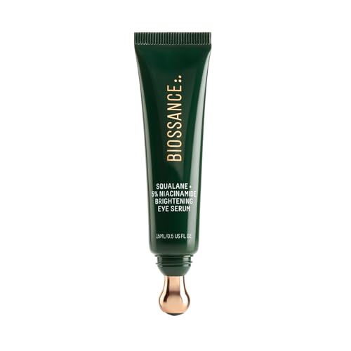 Biossance Squalane + 5% Niacinamide Eye Serum ? Brightening & Depuffing Treatment for Dark Circles ? Vitamin C & Caffeine Formula ? Stainless Steel Rollerball for Soothing Massage ? For All Skin Types