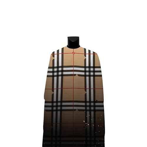 Illuzien Tan Plaid PRO Barber Cape, Hair Cut Cape, Water-Resistant Barber Accessories, Professional Cape