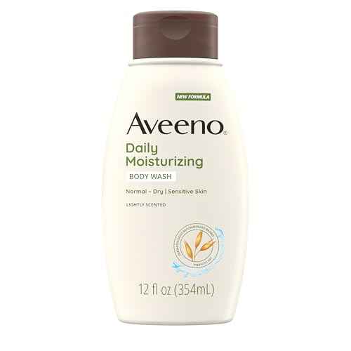 Aveeno Daily Moisturizing Body Wash with Soothing Oat, Creamy Shower Gel, Soap-Free and Dye-Free, Light Fragrance, 12 fl. oz (Pack of 4)