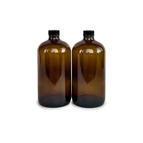 Vivaplex, 2, Amber, 32 oz Glass Bottles, with Lids