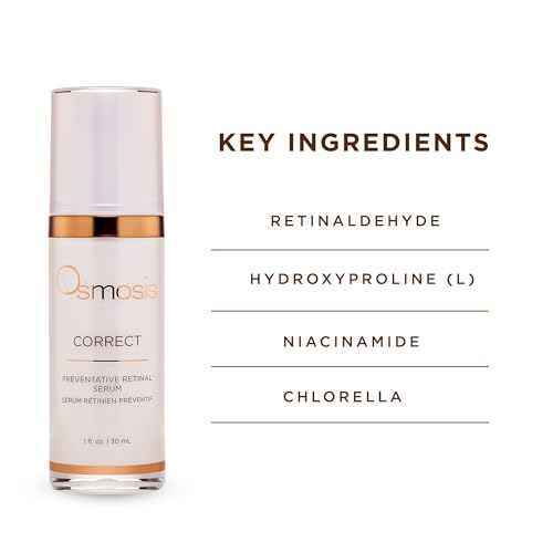 OSMOSIS CORRECT Preventative Retinal Facial Serum, Collagen Booster for Youthful, Radiant Skin for Aging, Pigmented, and Dry Skin, 1 Fl Oz