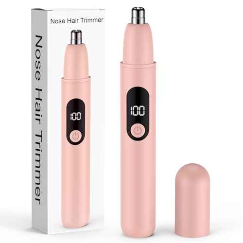 Nose Hair Trimmer Rechargeable Cordless Painless Ear and Eyebrow Trimming Tool-Dual Edge Easy Cleansing for Man Woman (Pink)