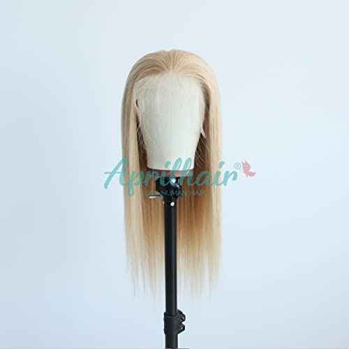 Pre-plucked #27 Honey Blonde 13X4 Lace Front Wigs Straight Glueless 150% Density Brazilian Virgin Human Hair (27 Frontal Wig, 16 INCH)