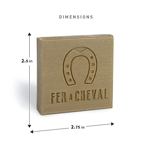 Fer ? Cheval Pure Olive Savon De Marseille Soap Bar Sliced Cubes, French Olive Oil Soap Bar Slices, 4x65 g/2.29 oz