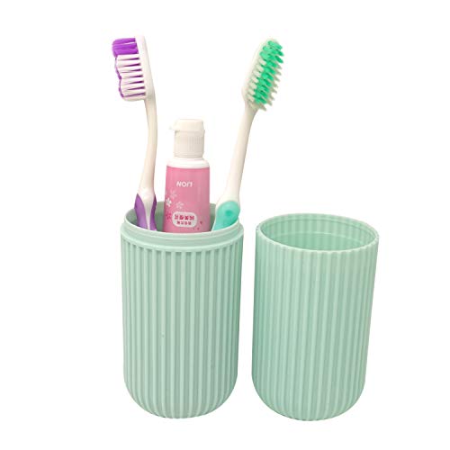 Honbay Portable Plastic Toothbrush Toothpaste Cup Case Box Holder Container for Travel (Green)