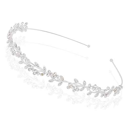 Wedding Headbands for Women Girls Bride Headband Bridal Headpieces Crystal Hair Band Silver Tiara Wedding Gifts Hair Accessories Elegant Fairy Rhinestone Handmade Leaves Flowers