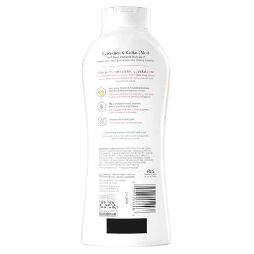 Olay Body Wash for Women, Fresh Radiance, Refreshing & Renewing, Made with Plant Based Cleansers, B3 Botanical Complex, For All Skin Types, Peach & Cherry Blossom Scent, 22 fl oz (Pack of 4)