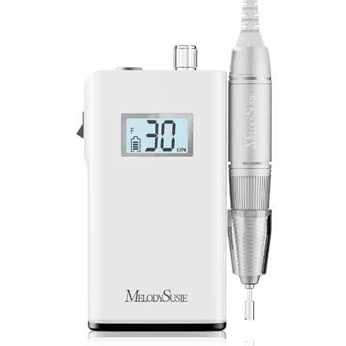 MelodySusie Entry-Level Clip-On Cordless Nail Drill, SC320H 30000RPM Popular Classic E-File with LCD Display for Manicure Shaping & Gel Removal, Perfect for Training, Nail Art Practice & Home Use