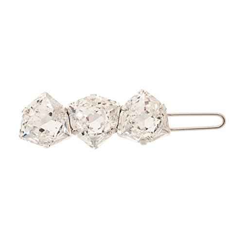 L. Erickson Triple Crystal Tige Boule Barrette - Crystal/Silver