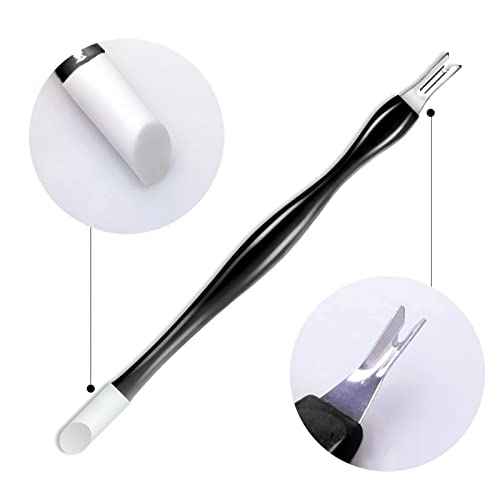 Allstarry 30 Pieces Nail Cuticle Trimmer Remover Rubber Nail Cleaner Double Head Dead Skin Cuticle Knife Removal Fork Plastic Handle Cuticle Pusher Nail art Tools for Girls Women and Men - Black