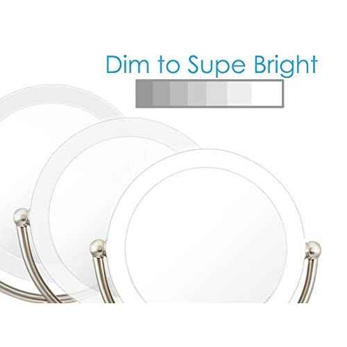 Wall Mount LED Lighted Makeup Mirror, AC Adaptor, 10x/1x Magnification, Satin Nickel Finish 8.6"D x 17.5"L by Rucci