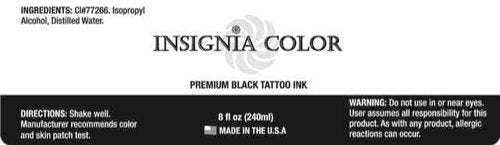 Insignia Color Premium Black Tattoo Ink, USA Made, Organic, Vegan and Cruelty-Free for Professional Artists, Great All-Purpose Ink for Lining & Shading (8 OZ, Black)