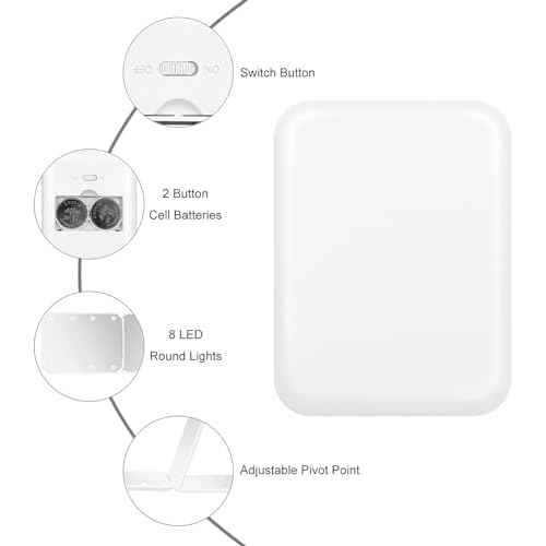 Compact Mirror, 1x/3x Magnification Mini Mirror for Purse, Pocket, Handheld, Stocking Stuffers, Travel Makeup, 2-Sided Foldable, Small Mirror with Led Lights