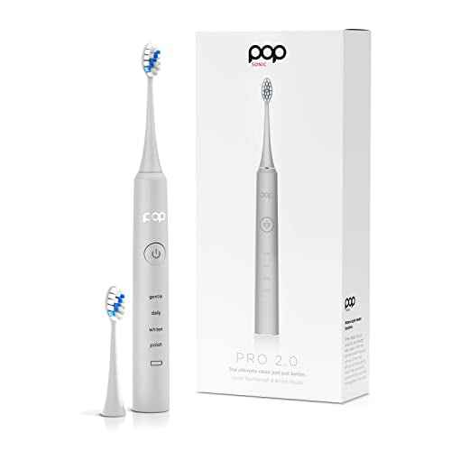 Pop Sonic Pro 2.0 Electric Toothbrush (White) Rechargeable Sonic Toothbrush with 45,000 Vibrations Per Minute & 4 Cleaning Modes for Adults & Kids with Long Lasting Dupont Nylon Bristles