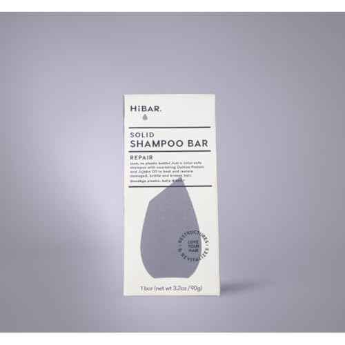 HiBAR - Repair Shampoo & Conditioner Set - For Damaged, Broken, Brittle Hair - Restore & Nourish - Quinoa Protein & Jojoba Oil - Plastic, Soap, Paraben & Sulfate-Free -Color Safe & Vegan -2 Solid Bars