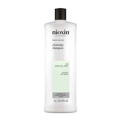 Nioxin Scalp Relief Cleansing Shampoo | Soothes, Hydrates, & Thickens Hair | For Sensitive, Dry, & Itchy Scalp | Made with Aloe Vera & Vitamin E