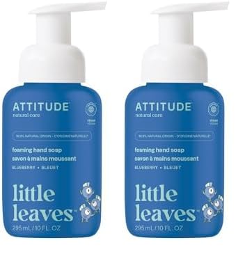 ATTITUDE Foaming Hand Soap for Kids, Plant and Mineral-Based Ingredients, Vegan and Cruelty-free Personal Care Products, Blueberry, 10 Fl Oz (Pack of 2)