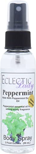 Peppermint Essential Oil Body Spray (Double Strength), 2 ounces, Body Mist for Women with Clean, Light & Gentle Fragrance, Long Lasting Perfume with Comforting Scent for Men & Women, Cologne with