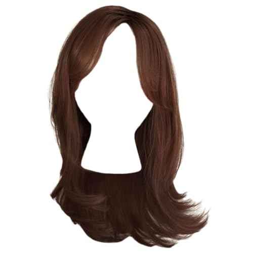GABOR Magnetic Apppel Long Layered Wig With Whispy Bangs by Hairuwear, Average Cap - Medium Brown